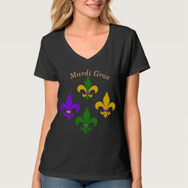 Mardi Gras Fleur de Lis  T-Shirt (Front)