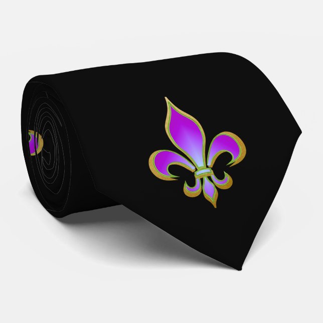 Mardi Gras Fleur De Lis Tie (Rolled)