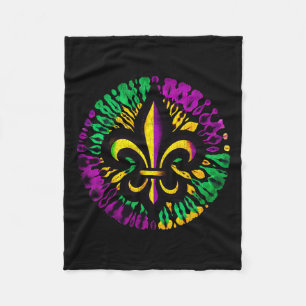 Mardi Gras Fleur De Lis Tie Dye Men Women Carnival Fleece Blanket