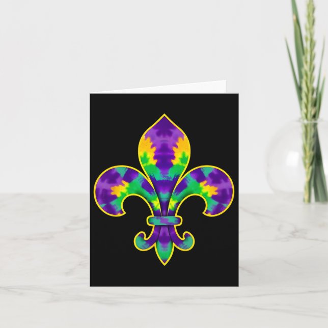 Mardi Gras Fleur De Lis Tie Dye New Orleans  Card (Front)
