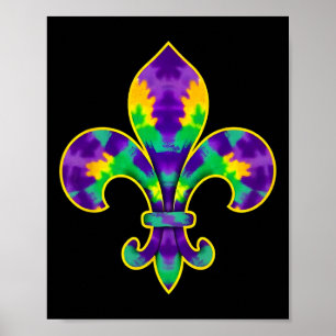 Mardi Gras Fleur De Lis Tie Dye New Orleans Poster