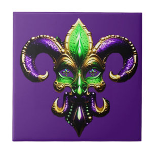 Mardi Gras Fleur De Lis Tile
