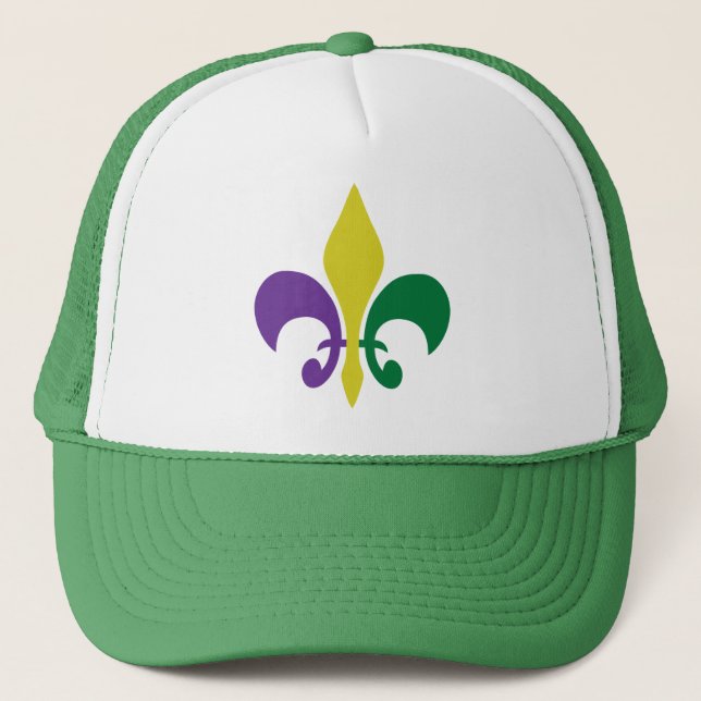 Mardi Gras ~ Fleur De Lis Trucker Hat (Front)