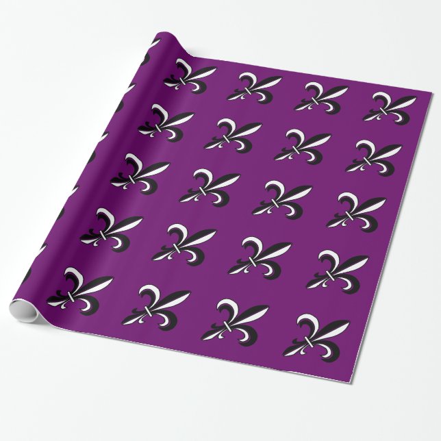 Mardi Gras Fleur De Lis Wrapping Paper (Unrolled)