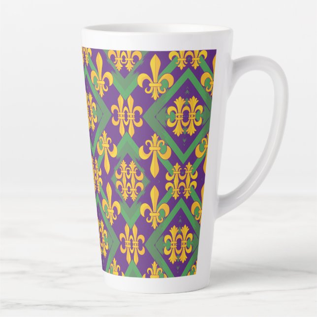 Mardi gras fleur di Lis   Latte Mug (Right)