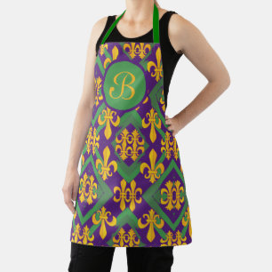 Mardi gras fleur di Lis personalised Apron
