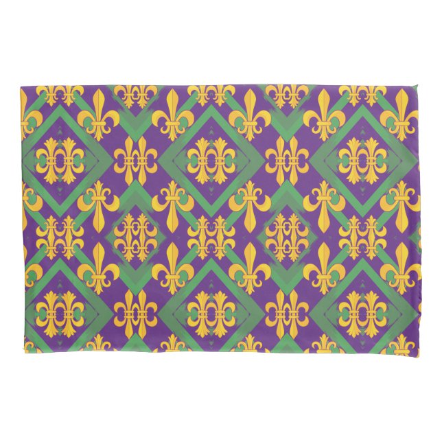 Mardi gras fleur di Lis  Pillowcase (Front)