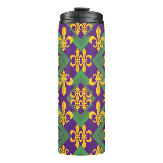 Mardi gras fleur di Lis   Thermal Tumbler (Front)