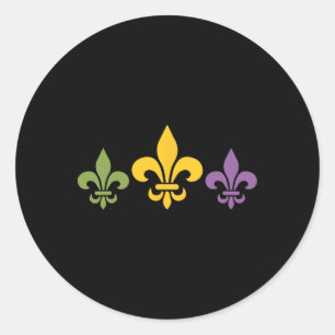 Mardi Gras Fleur Funny Cute Retro Mardi Gras Festi Classic Round Sticker