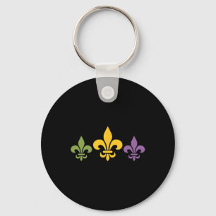 Mardi Gras Fleur Funny Cute Retro Mardi Gras Festi Key Ring