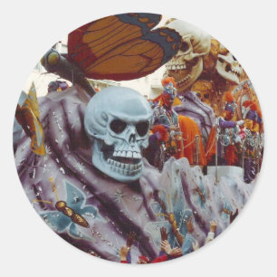 Mardi Gras Float Classic Round Sticker