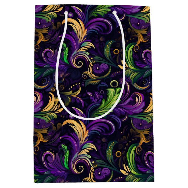 Mardi Gras floral pattern Medium Gift Bag (Front)