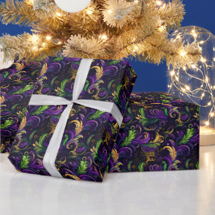 Mardi Gras floral pattern Wrapping Paper