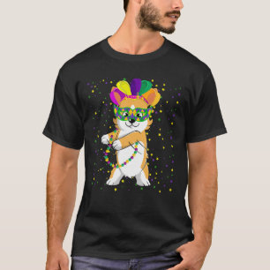 Mardi Gras Flossing Corgi Jester Hat Unicorn T-Shirt