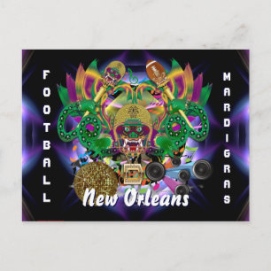 Mardi Gras Football King View Hints please Invitation Postcard