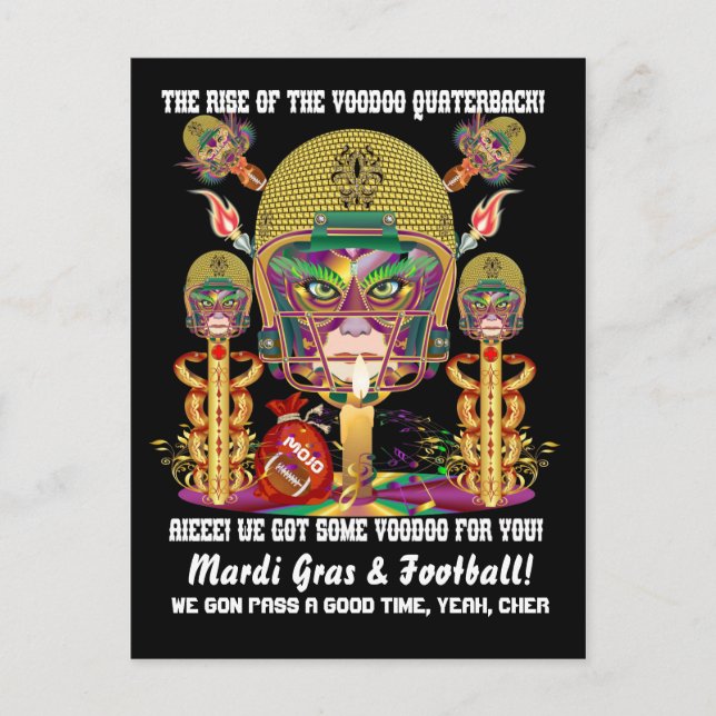 Mardi Gras Football Postcard (Front)