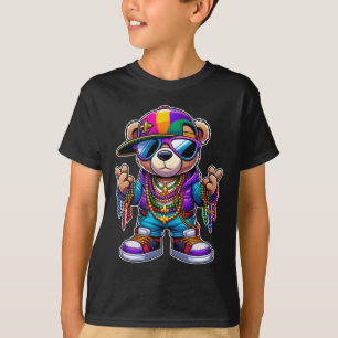Mardi Gras For Boys Mens Hip Hop Cute Bear New Orl T-Shirt