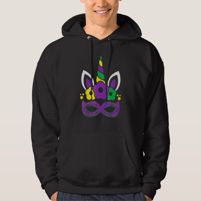 Mardi Gras For Kids Girls Dabbing Jester Unicorn M Hoodie (Front)