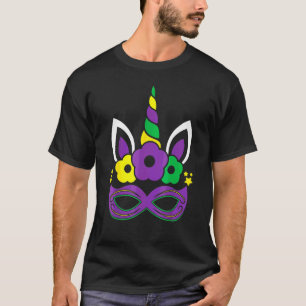 Mardi Gras For Kids Girls Dabbing Jester Unicorn M T-Shirt