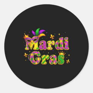 Mardi gras for women kid boys girls men adults fat classic round sticker