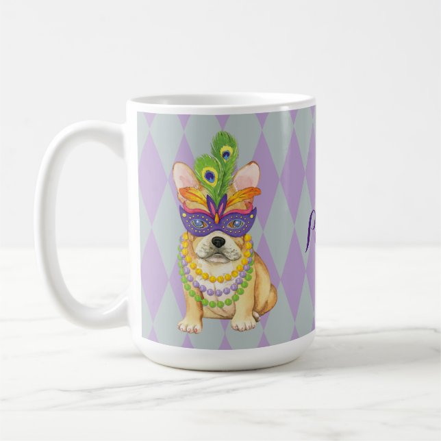 Mardi Gras Frenchie Coffee Mug (Left)
