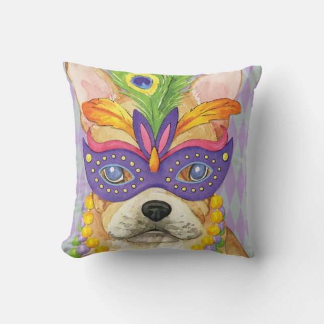 Mardi Gras Frenchie Cushion (Front)