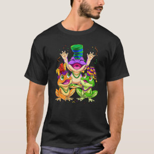Mardi Gras Frog Beads Jester Frog Carnival Costum T-Shirt