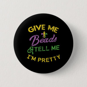 Mardi Gras Funny Beads Unique New Orleans Gift 6 Cm Round Badge
