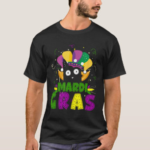 Mardi Gras Funny Black Cat Wearing Clown Cat Mardi T-Shirt