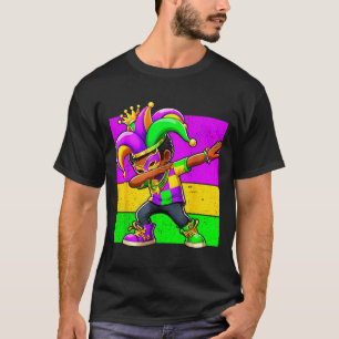 Mardi Gras Funny Dabbing Black Boy Jester Hat Kid T-Shirt