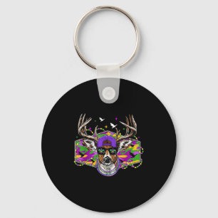 Mardi Gras Funny Deer Hunting Camo Carnival Men Wo Key Ring