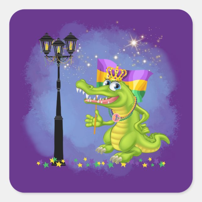 Mardi Gras | Funny Gator Sticker (Front)