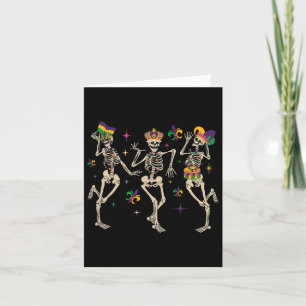 Mardi Gras Funny Skeletons Dancing Carnival Parade Card