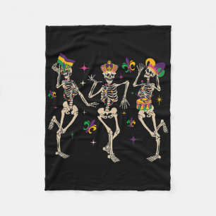 Mardi Gras Funny Skeletons Dancing Carnival Parade Fleece Blanket