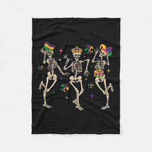 Mardi Gras Funny Skeletons Dancing Carnival Parade Fleece Blanket