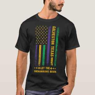 Mardi Gras Galveston Texas Fleur-de-lis American F T-Shirt