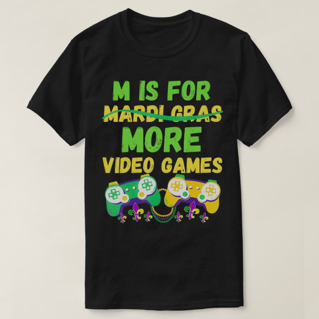 Mardi Gras Gamers Video Games Controller Son Kids  T-Shirt (Design Front)