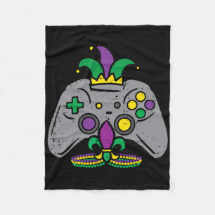 Mardi Gras Gaming Controller Gamer Men Boys Kids Y Fleece Blanket
