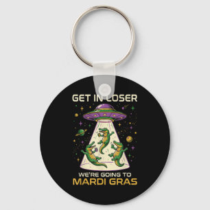 Mardi Gras Gator Alien Abduction Key Ring