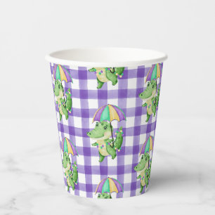 Mardi Gras Gator and Gingham Paper cup