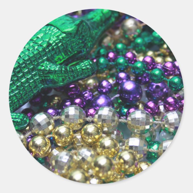 Mardi Gras Gator Beads Stickers (Front)