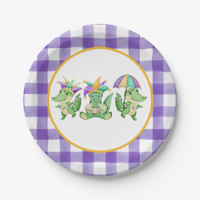 Mardi Gras Gator Party Paper Plate (Front)