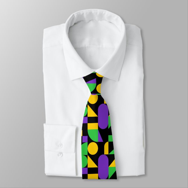Mardi Gras Geometric Carnival Tie (Tied)