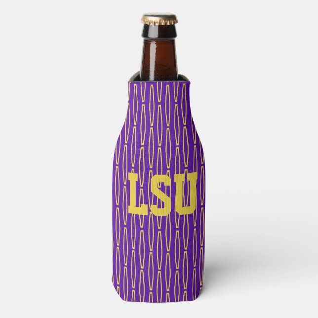 Mardi Gras Geometric Repeat  Bottle Cooler (Bottle Front)