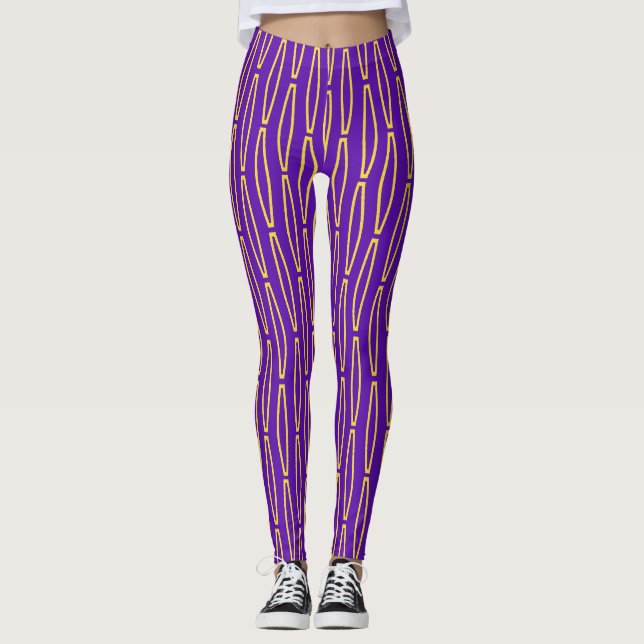 Mardi Gras Geometric Repeat  Leggings (Front)