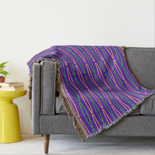 Mardi Gras Geometric Repeat  Throw Blanket