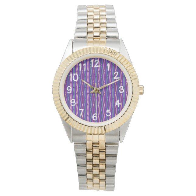 Mardi Gras Geometric Repeat  Watch (Front)