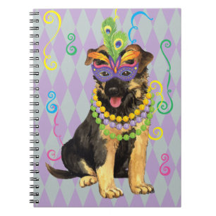 Mardi Gras German Shepherd Notebook