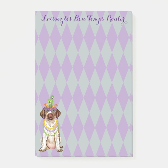 Mardi Gras German Wirehaired Pointer Post-it Notes (Front)