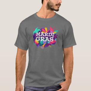 Mardi Gras Gift Mardi Gras 2022 Beads Mask Feather T-Shirt